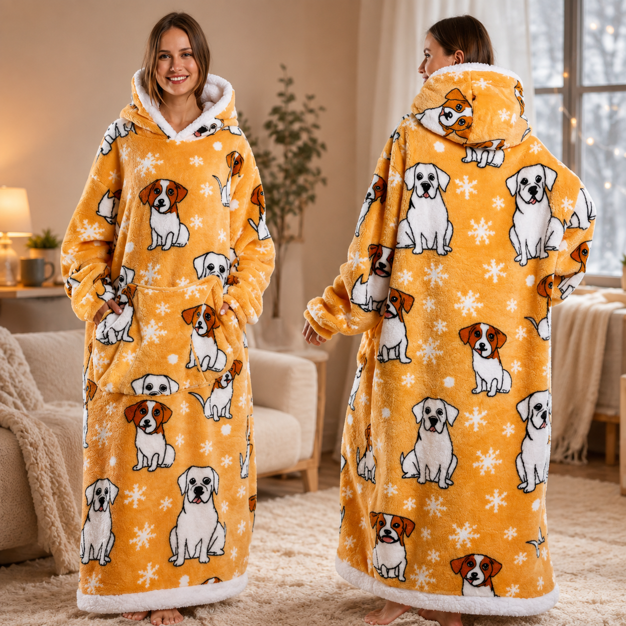 🍂 Harvest Season Hooded Blanket Robe – Warm & Cozy Unisex Lounge Wear