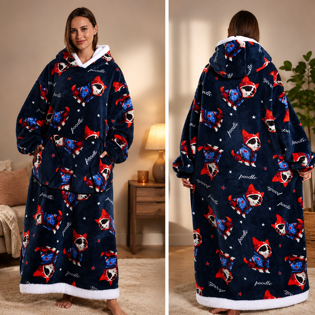 🍂 Harvest Season Hooded Blanket Robe – Warm & Cozy Unisex Lounge Wear