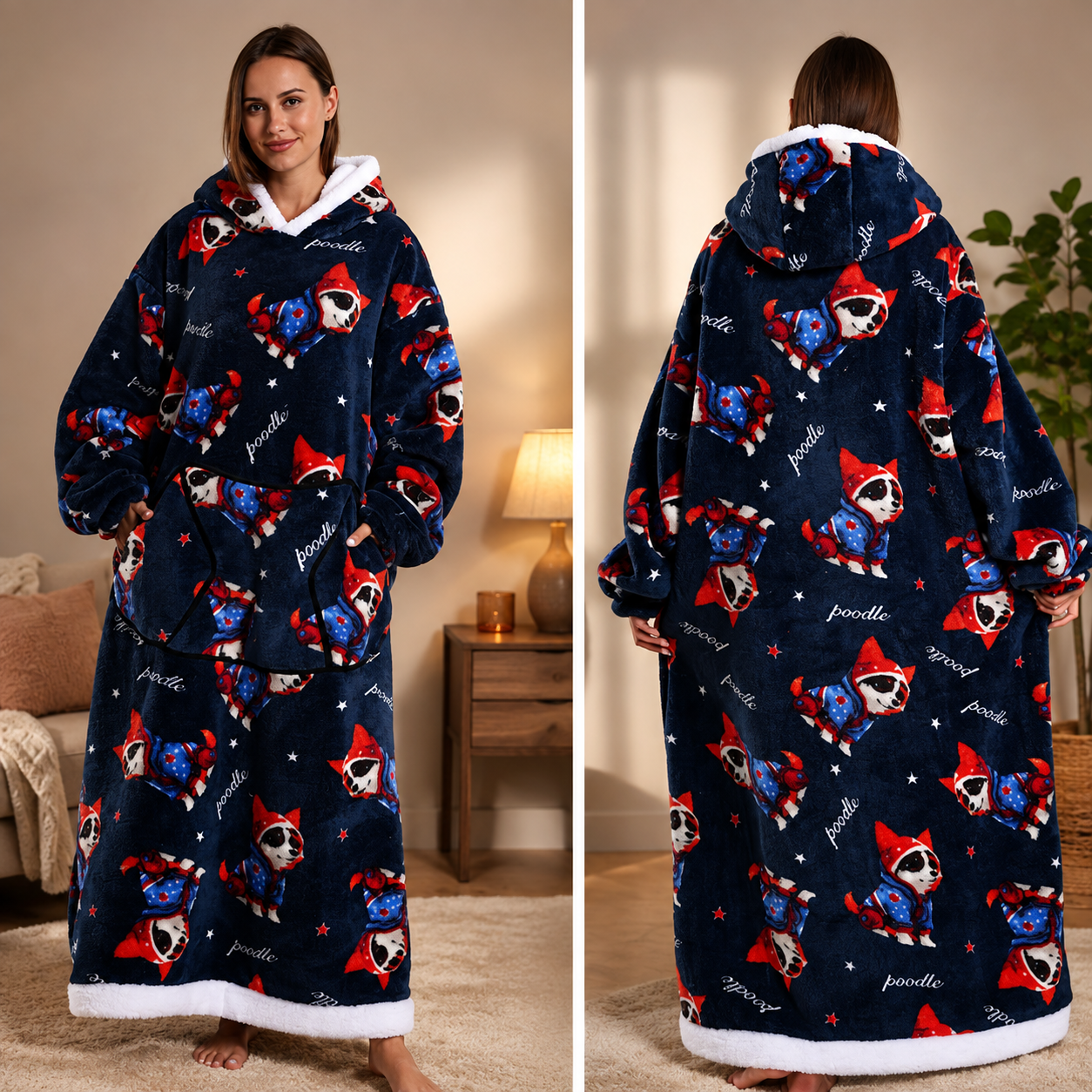 🍂 Harvest Season Hooded Blanket Robe – Warm & Cozy Unisex Lounge Wear