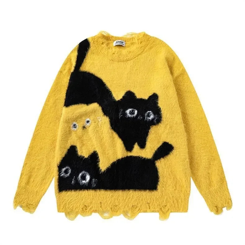 Fall Winter Women  Sweet Korean Girl Slash Neck Cuddly Sweater Long Sleeve Pullovers 2000s Aesthetic Mori Girl Cozy Cute Core