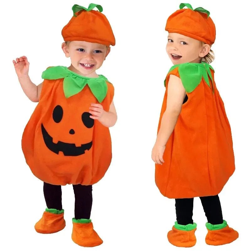 Pumpkin Romper Cute Cosplay Halloween Party Costume Stage Performance Holiday Dress Up Candy Bag