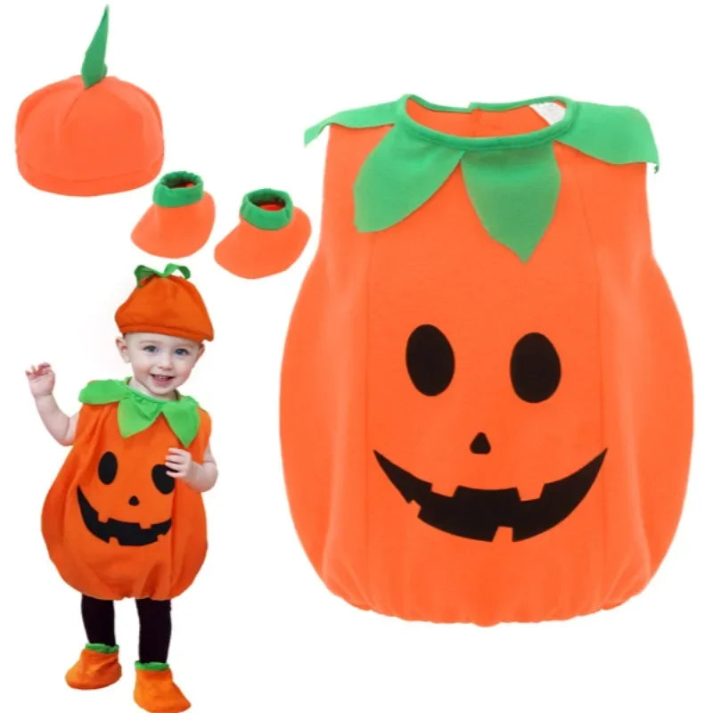 Pumpkin Romper Cute Cosplay Halloween Party Costume Stage Performance Holiday Dress Up Candy Bag