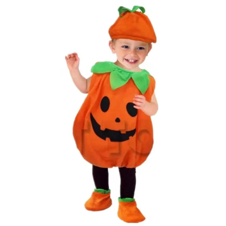 Pumpkin Romper Cute Cosplay Halloween Party Costume Stage Performance Holiday Dress Up Candy Bag