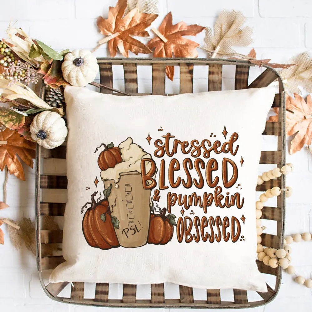 Fall Couch Cover Autumn Cushion Pumpkin Spice and Everything Nice Fall Home Decor Boho Autumn Pillowcover Fall Flowers Cushion