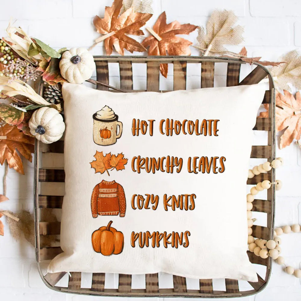 Fall Couch Cover Autumn Cushion Pumpkin Spice and Everything Nice Fall Home Decor Boho Autumn Pillowcover Fall Flowers Cushion
