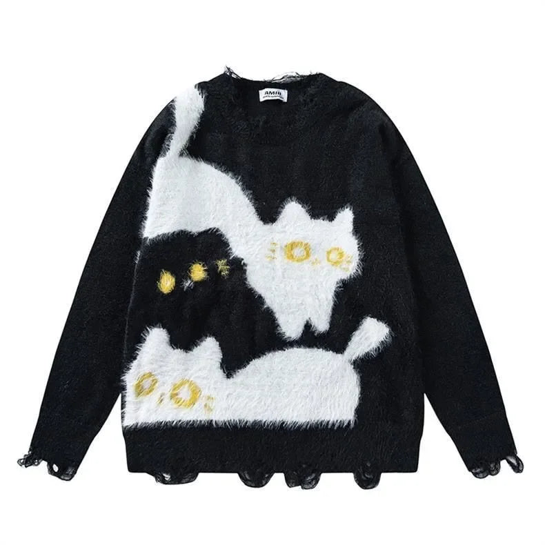 Fall Winter Women  Sweet Korean Girl Slash Neck Cuddly Sweater Long Sleeve Pullovers 2000s Aesthetic Mori Girl Cozy Cute Core