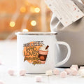 Pumpkin Spice and Everything Nice Enamel Mug Halloween Camping Mug Autumn Home Decor Fall Coffee Mug Festive Gifts for Kids