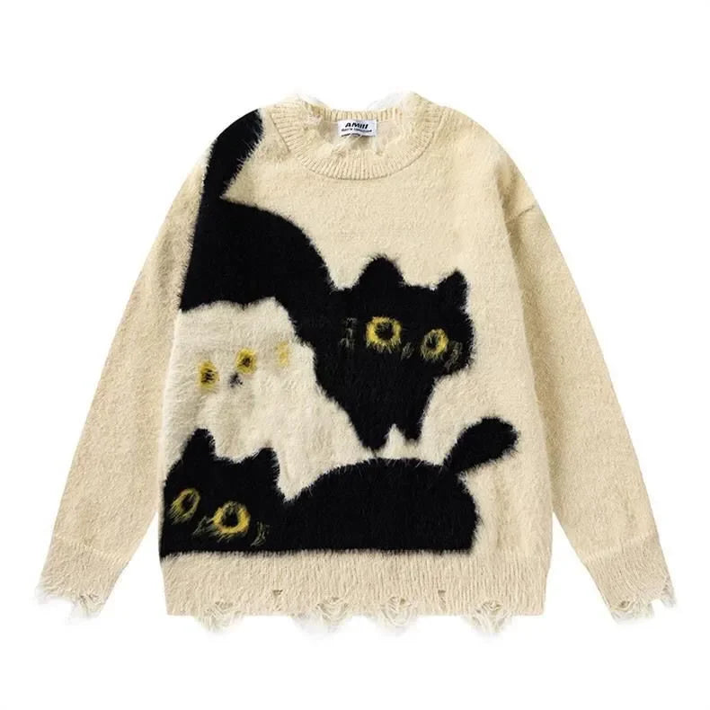 Fall Winter Women  Sweet Korean Girl Slash Neck Cuddly Sweater Long Sleeve Pullovers 2000s Aesthetic Mori Girl Cozy Cute Core