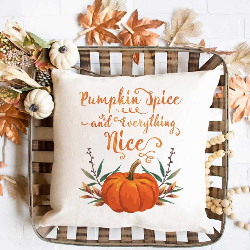 Fall Couch Cover Autumn Cushion Pumpkin Spice and Everything Nice Fall Home Decor Boho Autumn Pillowcover Fall Flowers Cushion