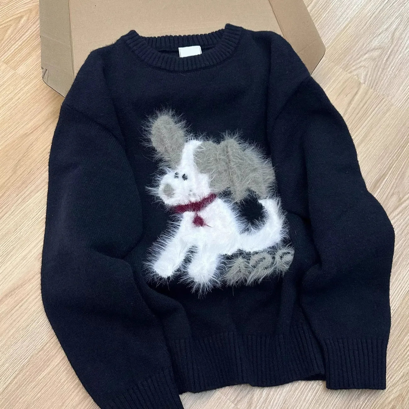 Fall Winter Women  Sweet Korean Girl Slash Neck Cuddly Sweater Long Sleeve Pullovers 2000s Aesthetic Mori Girl Cozy Cute Core